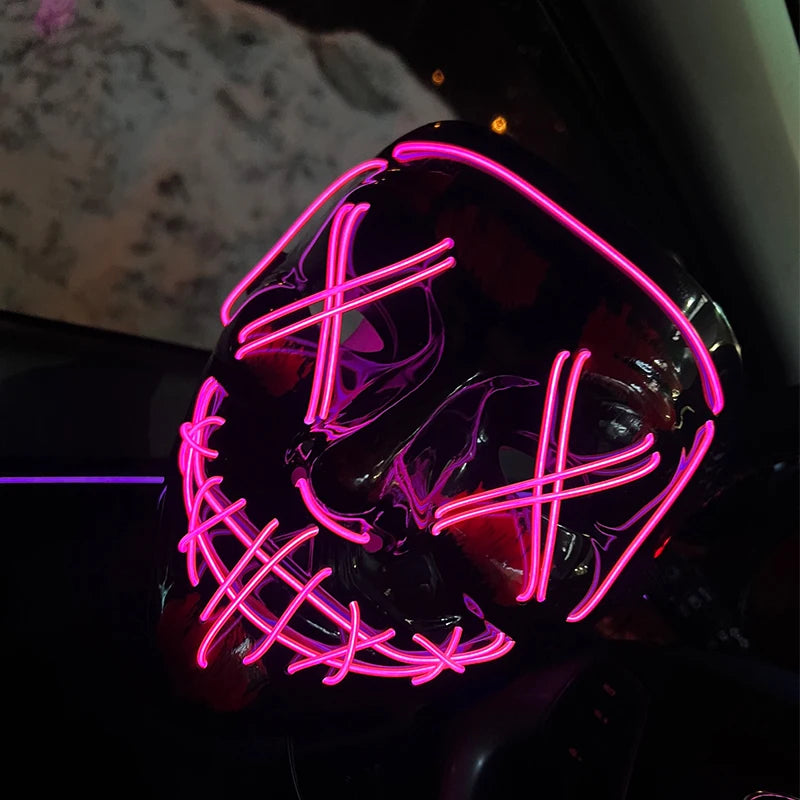 Máscara LED de Neón Inalámbrica - Brilla en la Oscuridad - Halloween y Cosplay