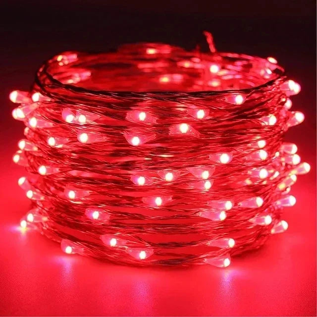 Guirnalda LED de Alambre de Cobre - 8 Colores, Pilas, para Fiestas, Bodas y Navidad