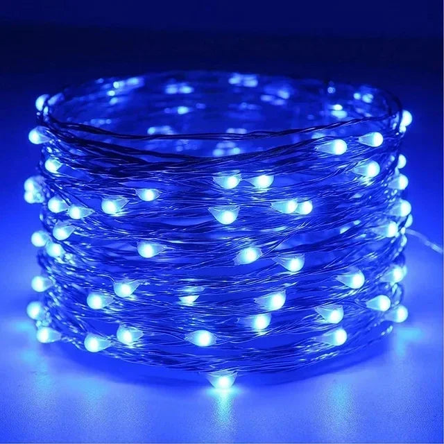 Guirnalda LED de Alambre de Cobre - 8 Colores, Pilas, para Fiestas, Bodas y Navidad