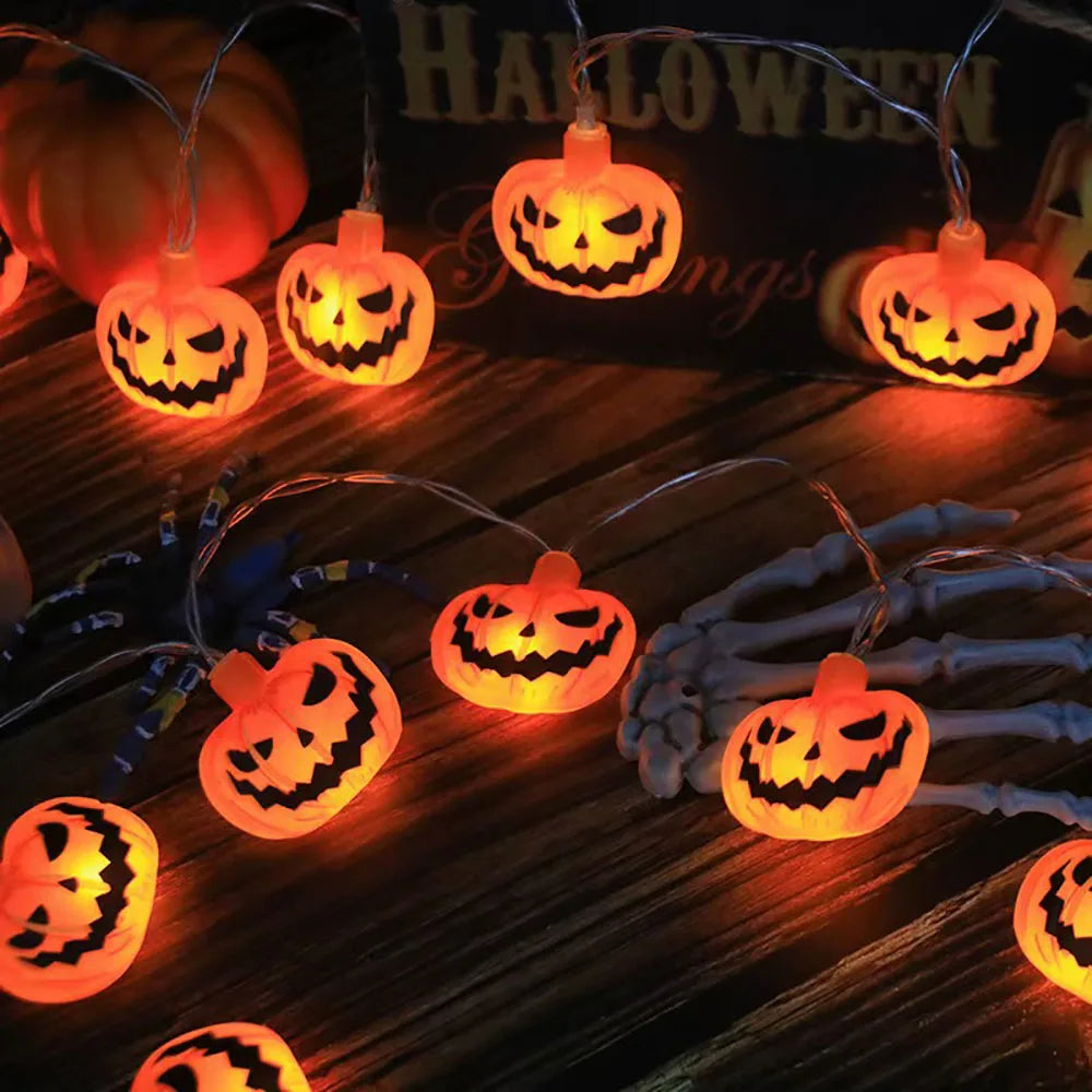 Guirnalda de Luces LED Halloween — Farolillos de Calabaza, Fantasma y Telaraña para Casa y Jardín