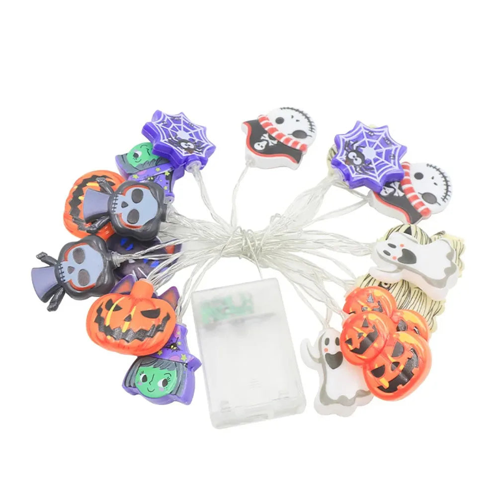 Guirnalda de Luces LED Halloween — Farolillos de Calabaza, Fantasma y Telaraña para Casa y Jardín
