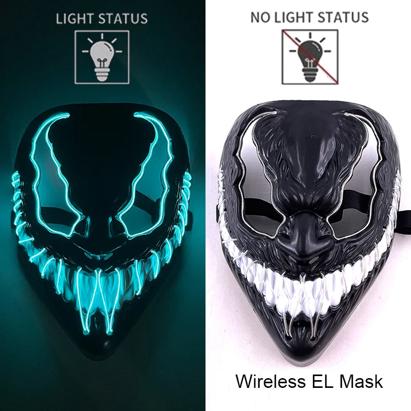 Máscara LED de Neón Inalámbrica - Brilla en la Oscuridad - Halloween y Cosplay