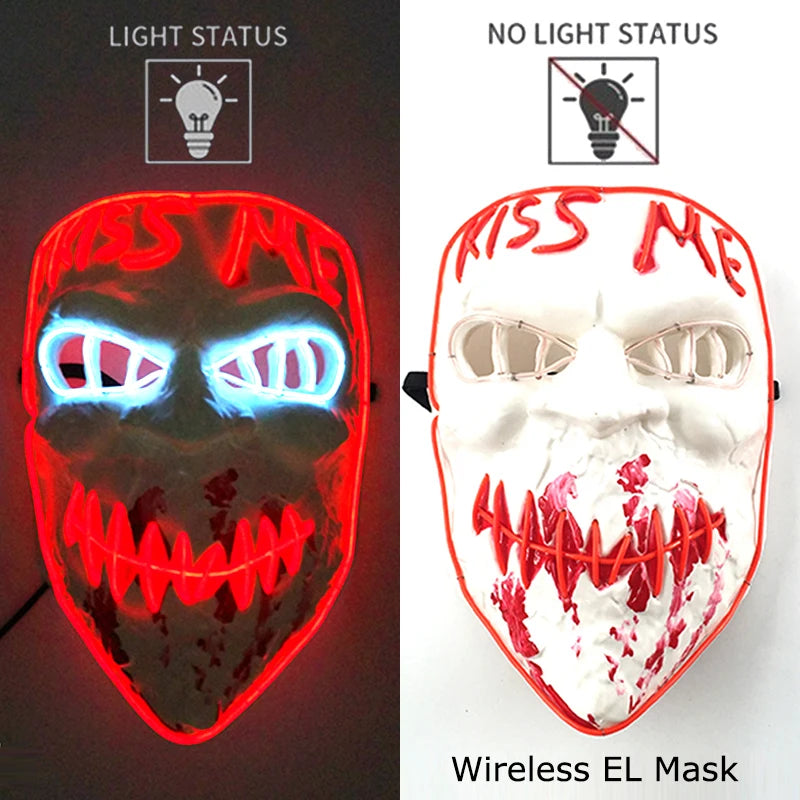 Máscara LED de Neón Inalámbrica - Brilla en la Oscuridad - Halloween y Cosplay