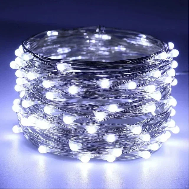 Guirnalda LED de Alambre de Cobre - 8 Colores, Pilas, para Fiestas, Bodas y Navidad