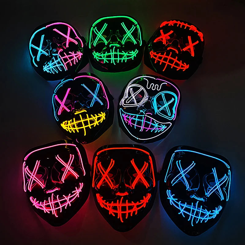 Máscara LED de Neón Inalámbrica - Brilla en la Oscuridad - Halloween y Cosplay