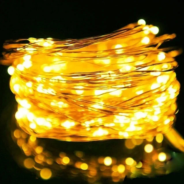 Guirnalda LED de Alambre de Cobre - 8 Colores, Pilas, para Fiestas, Bodas y Navidad