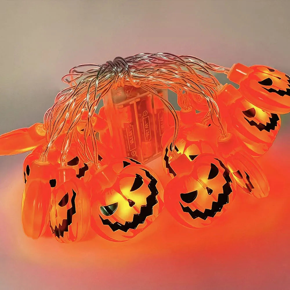 Guirnalda de Luces LED Halloween — Farolillos de Calabaza, Fantasma y Telaraña para Casa y Jardín