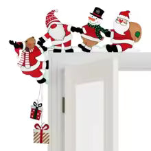 Colgante de Papá Noel de Madera - Decoración de Esquina de Puerta Navideña